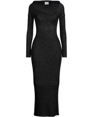 KHAITE Midi Dress Virgin Wool, Polyester, Metallic Fiber, Polyamide, Elastane - Black