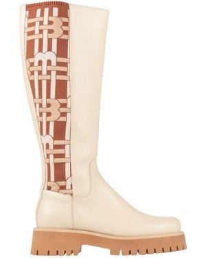 Baldinini Ivory Boot Leather, Textile Fibers - White