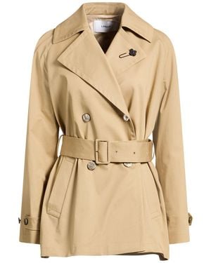 Lardini Sand Overcoat & Trench Coat Cotton, Elastane - Natural