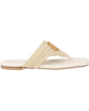 Eleventy Thong Sandal Textile Fibers - White