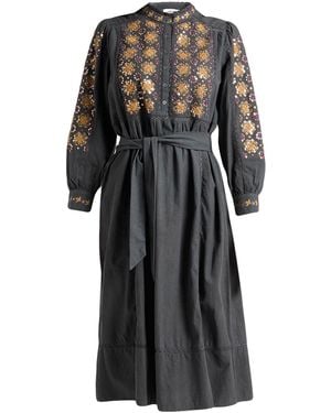 Antik Batik Charcoal Midi Dress Cotton - Black