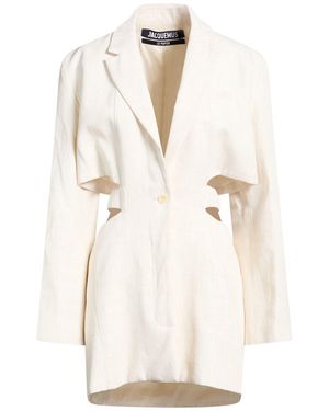 Jacquemus Cream Mini Dress Linen, Viscose, Polyester - White