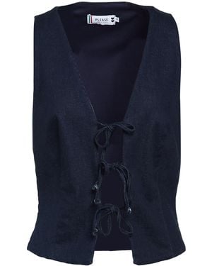 Please Midnight Tailored Vest Cotton, Elastane - Blue