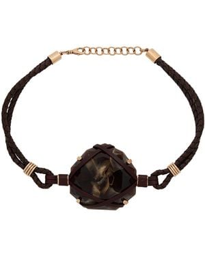 Alberta Ferretti Necklace Leather, Metal - Brown