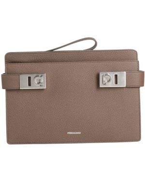 Ferragamo Dark Handbag Leather - Brown