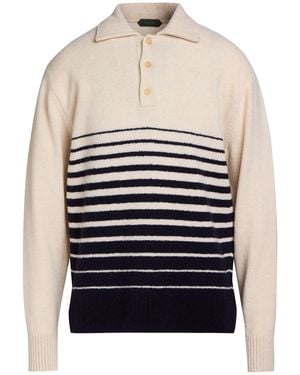 Zanone Cream Sweater Virgin Wool - Blue
