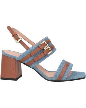 Pollini Sandals Leather, Textile Fibres - Blue