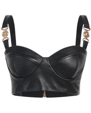 Versace Top Lambskin, Viscose, Polyamide, Elastane - Black