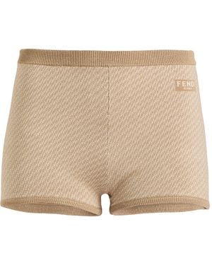Fendi Sand Shorts & Bermuda Shorts Silk, Wool, Elastane - Natural