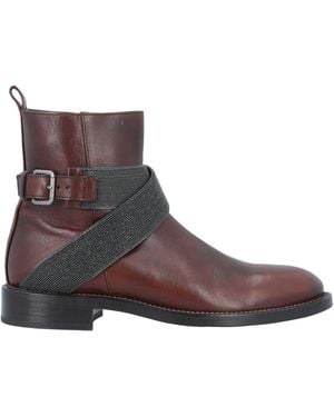 Brunello Cucinelli Dark Ankle Boots Soft Leather - Brown