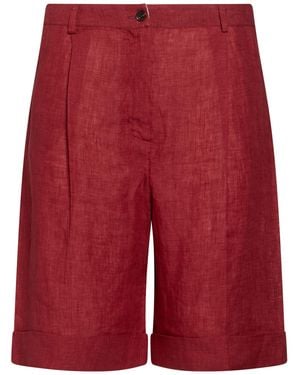 Kiton Burgundy Shorts & Bermuda Shorts Linen - Red