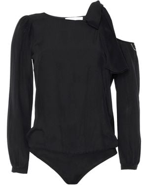 Patrizia Pepe Bodysuit Silk, Viscose, Elastane - Black