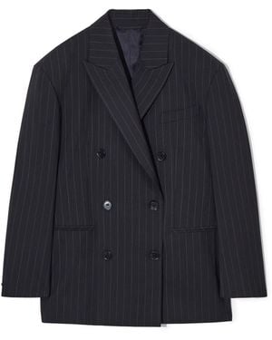 COS Oversized Pinstriped Wool Blazer - Blue