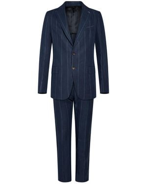 Eleventy Suit Linen, Wool - Blue