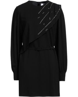 MSGM Embellished Viscose Crewneck Flared Mini Dress - Black