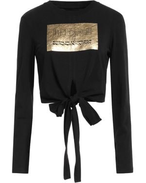 Just Cavalli Logo Printed Cotton T-Shirt - Black