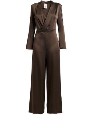 Semicouture Dark Jumpsuit Acetate, Viscose - Brown