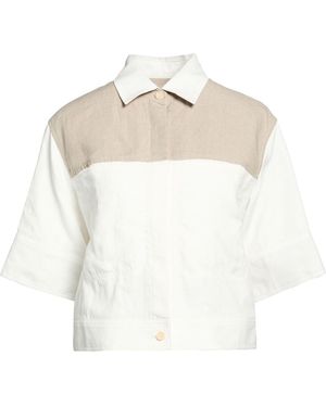 Max Mara Taupe Shirt Linen - White