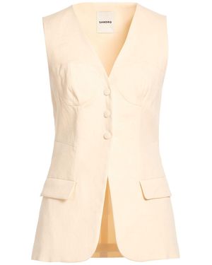 Sandro Tailored Vest Linen, Cotton, Elastane - Natural