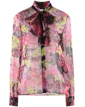 Versace Printed Silk Chiffon Blouse - Pink