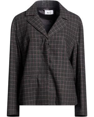 Niu Charcoal Blazer Viscose, Polyester, Wool, Elastane - Black