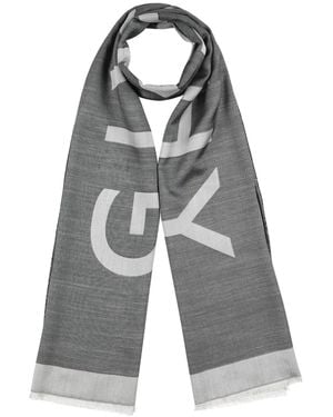 Givenchy Charcoal Scarf Silk, Wool - Gray