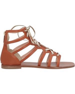 Pollini Metallic Gladiator Leather Sandals - Brown
