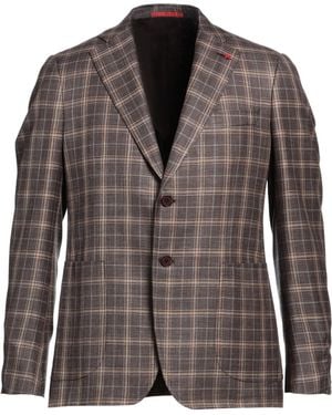 Isaia Blazer Wool, Silk, Linen - Brown