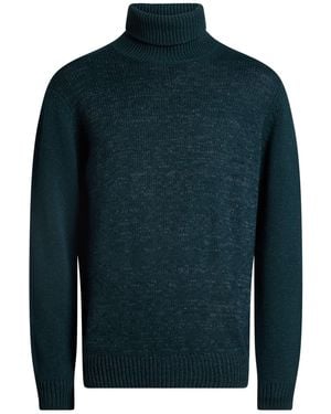 FILIPPO DE LAURENTIIS Dark Turtleneck Merino Wool, Silk, Cashmere - Blue