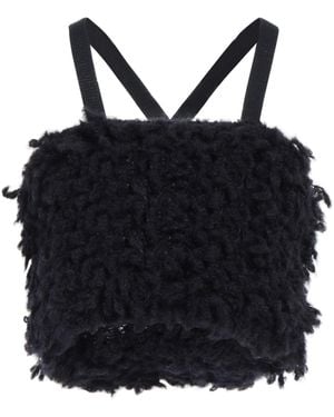 Sunnei Bouclé Cropped Knit Top - Black