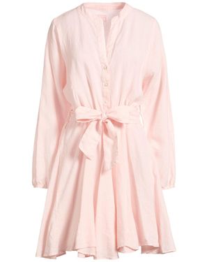 120% Lino Light Mini Dress Linen - Pink
