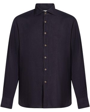Giannetto Portofino Midnight Shirt Modal, Wool - Blue