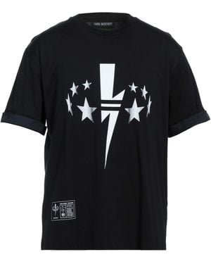 Tシャツ・カットソー NEIL BARRETT Men Tops 399799 MY70266A Y521 Black Neil Barrett Men's Ombre Bolts T-Shirt in Black/White Neil