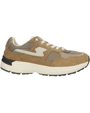 Stepney Workers Club Khaki Sneakers Leather, Textile Fibers - White