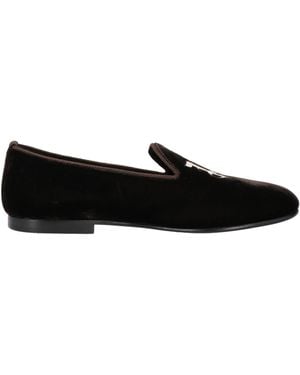 Palm Angels Dark Loafers Textile Fibres - Black