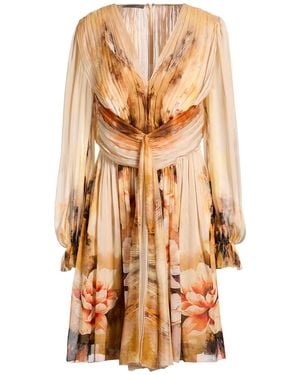 Alberta Ferretti Mustard Mini Dress Silk - Multicolour