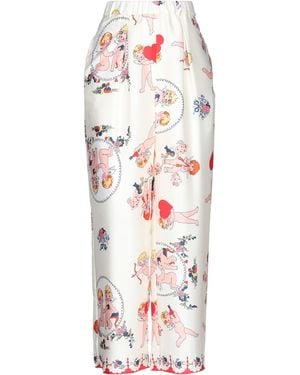 Rose' A Pois Ivory Pants Polyester - White