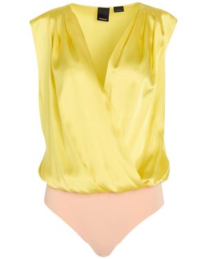 Pinko Bodysuit Silk, Elastane, Polyamide - Yellow