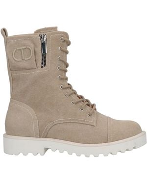 Twinset Khaki Ankle Boots Textile Fibers - Brown
