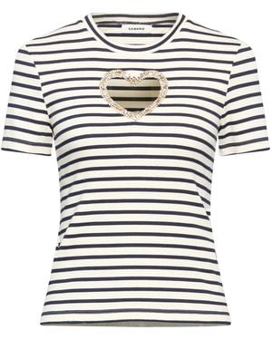 Sandro Cream Top Cotton, Elastane - White