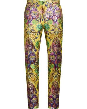 Dolce & Gabbana Trousers Polyester, Metallic Polyester - Yellow