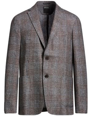 ZEGNA Blazer Wool, Linen, Cashmere - Gray