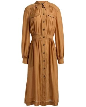 Alberta Ferretti Camel Midi Dress Silk - Brown