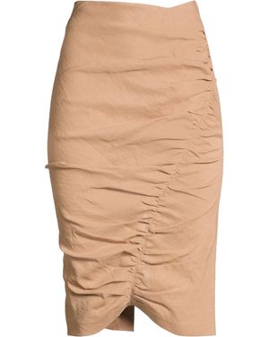 Pinko Camel Midi Skirt Linen, Viscose, Elastane - Natural
