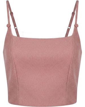 Max Mara Antique Rose Top Virgin Wool, Cashmere, Cow Leather - Pink