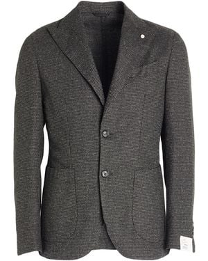 Luigi Bianchi Blazer Wool, Polyacrylic, Cotton, Silk, Polyamide - Black