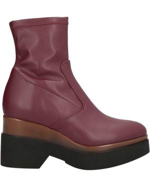 Lorenzo Mari Burgundy Ankle Boots Textile Fibers - Purple