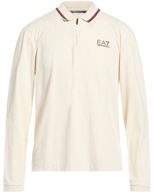 EA7 Ivory Polo Shirt Polyamide, Elastane - White