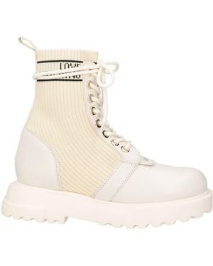 Love Moschino Ankle Boots Calfskin, Textile Fibers - Natural