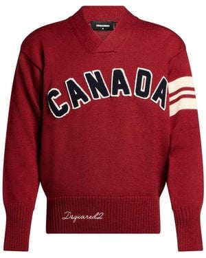 DSquared² Burgundy Sweater Wool - Red